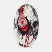 Skull mit Kopfhörer-Design Keramikornament (Rechts)