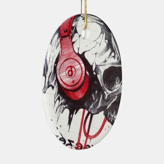 Skull mit Kopfhörer-Design Keramikornament (Rechts)