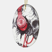 Skull mit Kopfhörer-Design Keramikornament (Links)