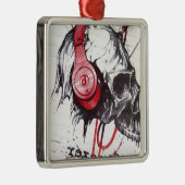 Skull mit Kopfhörer-Design Ornament Aus Metall (Rechts)