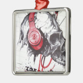 Skull mit Kopfhörer-Design Ornament Aus Metall (Links)