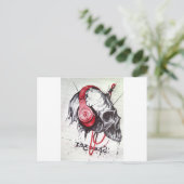 Skull mit Kopfhörer-Design Postkarte (Stehend Vorderseite)