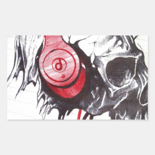 Skull mit Kopfhörer-Design Rechteckiger Aufkleber