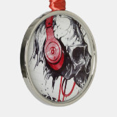 Skull mit Kopfhörer-Design Silbernes Ornament (Rechts)