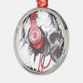 Skull mit Kopfhörer-Design Silbernes Ornament (Links)