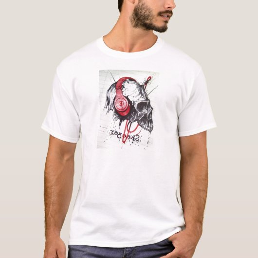 Skull mit Kopfhörer-Design T-Shirt (Vorderseite)