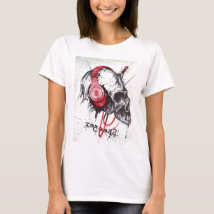 Skull mit Kopfhörer-Design T-Shirt
