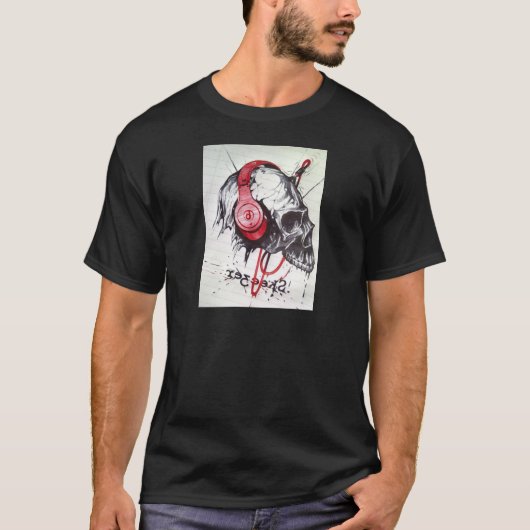 Skull mit Kopfhörer-Design T-Shirt (Vorderseite)
