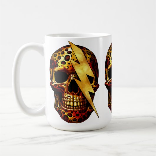 Skull mit Leopard Print & Gold Spark Kaffeetasse (Links)