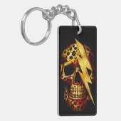 Skull mit Leopard Print & Gold Spark Schlüsselanhänger (Vorderseite links)