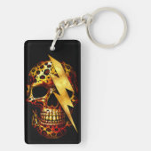 Skull mit Leopard Print & Gold Spark Schlüsselanhänger (Rückseite)