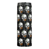 Skull mit Monarch Butterfly Schwarzer Hintergrund Thermosbecher (Rückseite)