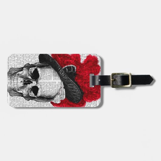 Skull mit Red Hat Gepäckanhänger (Vorderseite horizontal)