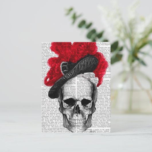 Skull mit Red Hat Postkarte (Stehend Vorderseite)