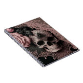 Skull mit rosa Spitzen und weich rosa Blume Notebo Notizblock (Rechte Seite)
