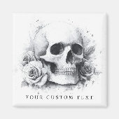 Skull mit Rose Aquarellmalerei Magnet (Vorne)