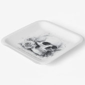 Skull mit Rose Aquarellmalerei Pappteller (Gewinkelt)