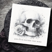 Skull mit Rose Aquarellmalerei Serviette