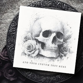 Skull mit Rose Aquarellmalerei Serviette