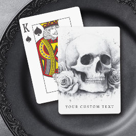 Skull mit Rose Aquarellmalerei Spielkarten
