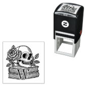 Skull mit Rose auf Büchern #6PS Initialmonogramm Permastempel (Beispiel)