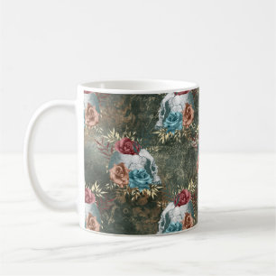 Skull mit Rose Blume Kaffeetasse