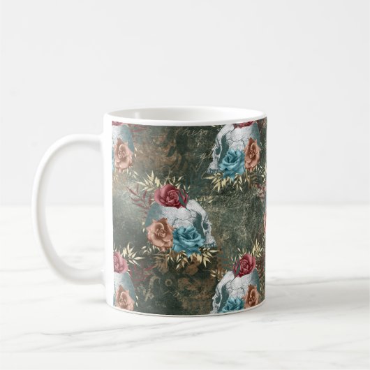 Skull mit Rose Blume Kaffeetasse (Links)