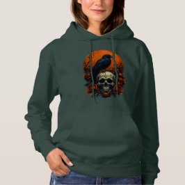 Skull mit Rose & Crow Gothic Hoodie