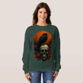 Skull mit Rose & Crow Gothic Sweatshirt (Vorne ganz)