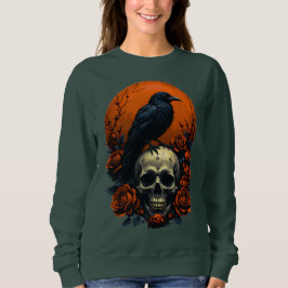 Skull mit Rose & Crow Gothic Sweatshirt