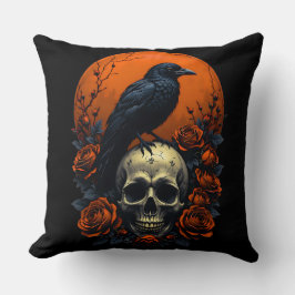 Skull mit Rose & Crow Gothic Sweatshirt Kissen