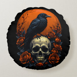 Skull mit Rose & Crow Gothic Sweatshirt Rundes Kissen