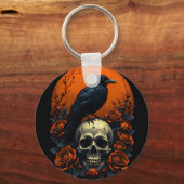 Skull mit Rose & Crow Gothic Sweatshirt Schlüsselanhänger (Rückseite)