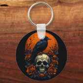 Skull mit Rose & Crow Gothic Sweatshirt Schlüsselanhänger (Vorderseite)
