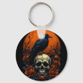 Skull mit Rose & Crow Gothic Sweatshirt Schlüsselanhänger (Rückseite)