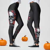 Skull mit Rose Gothic Halloween Leggings