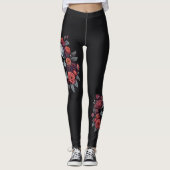 Skull mit Rose Gothic Halloween Leggings (Vorderseite)