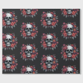 Skull mit Rose Gothic Halloween Wrapping Paper Geschenkpapier (Flach)