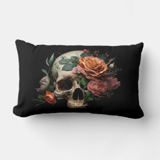 Skull mit Rose länglich Kissen Kissen