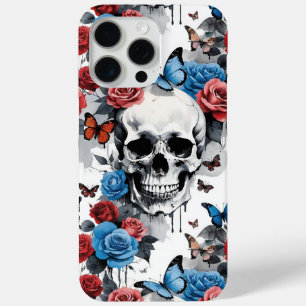 Skull mit Rose und Schmetterlingen Drippy Paint Case-Mate iPhone Hülle