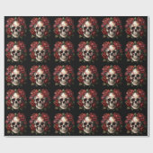 Skull mit Rote Rosen Art Geschenkpapier (Flach)