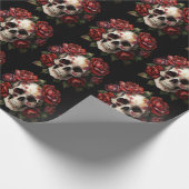 Skull mit Rote Rosen Art Geschenkpapier (Ecke)