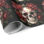 Skull mit Rote Rosen Art Geschenkpapier (Rolleneckpunkt)