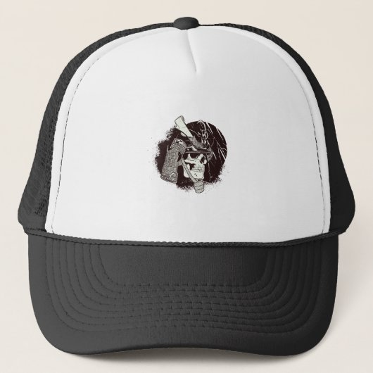 Skull mit Samurai Helmet Truckerkappe (Vorderseite)