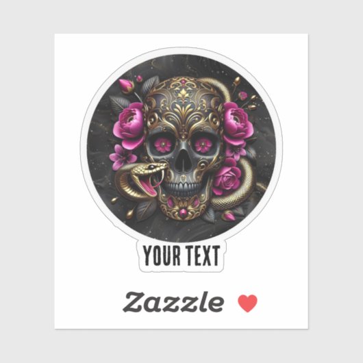 Skull mit Schlange Custom Aufkleber. Aufkleber (Blatt)