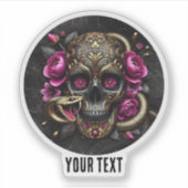 Skull mit Schlange Custom Aufkleber. Aufkleber (Vorderseite)