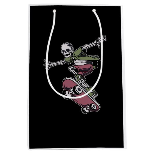 Skull mit Skateboardbild Mittlere Geschenktüte (Vorderseite)