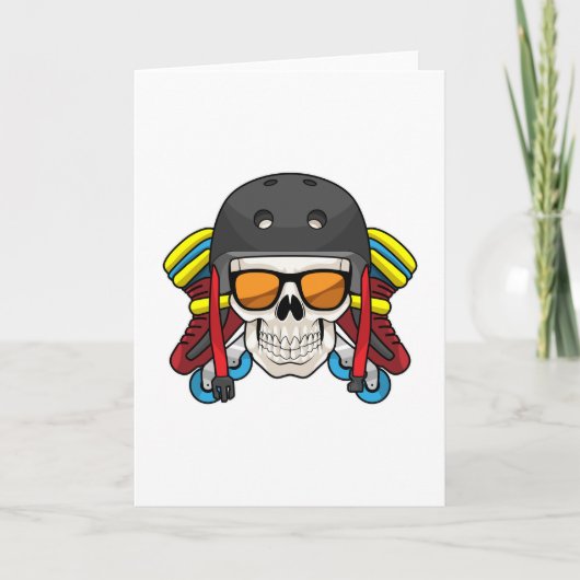 Skull mit Sonnenbrille & Inline-Skaten Karte (Vorderseite)