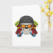 Skull mit Sonnenbrille & Inline-Skaten Karte (Gelbe Blume)