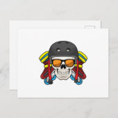 Skull mit Sonnenbrille & Inline-Skaten Postkarte (Vorne/Hinten)